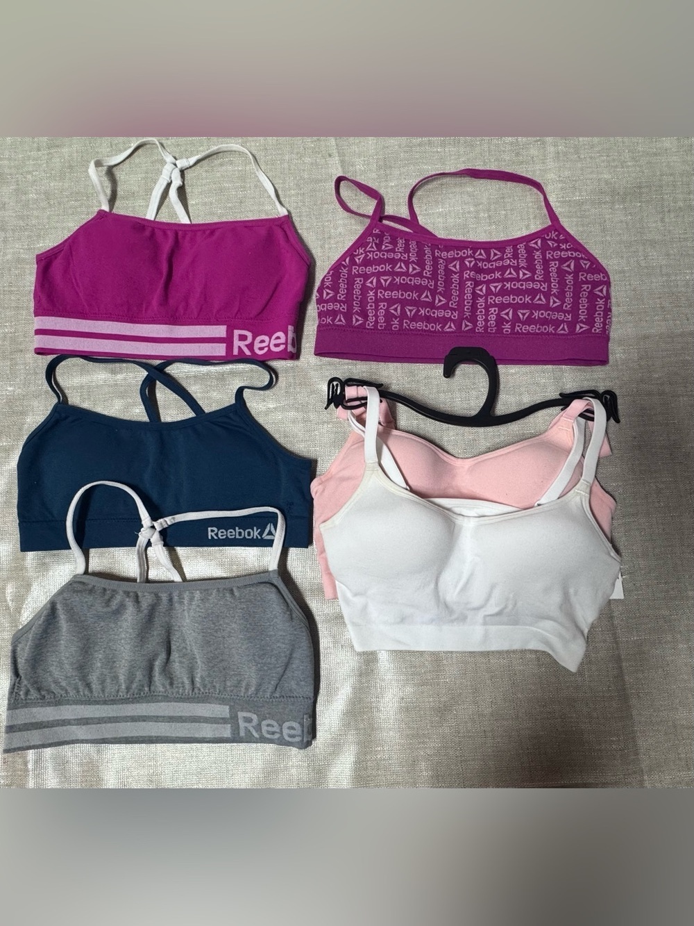 Reebok Kids Sports Bralette Bundle - Magenta, Navy, Gray, White, Light Pink